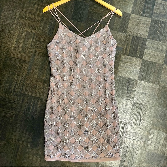 Light rose sequin mini dress small - Picture 1 of 5